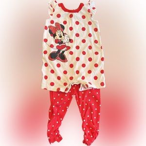 Disney Baby Minnie Mouse 2-piece outfit. Size 3-6 months. Red & White polka dots